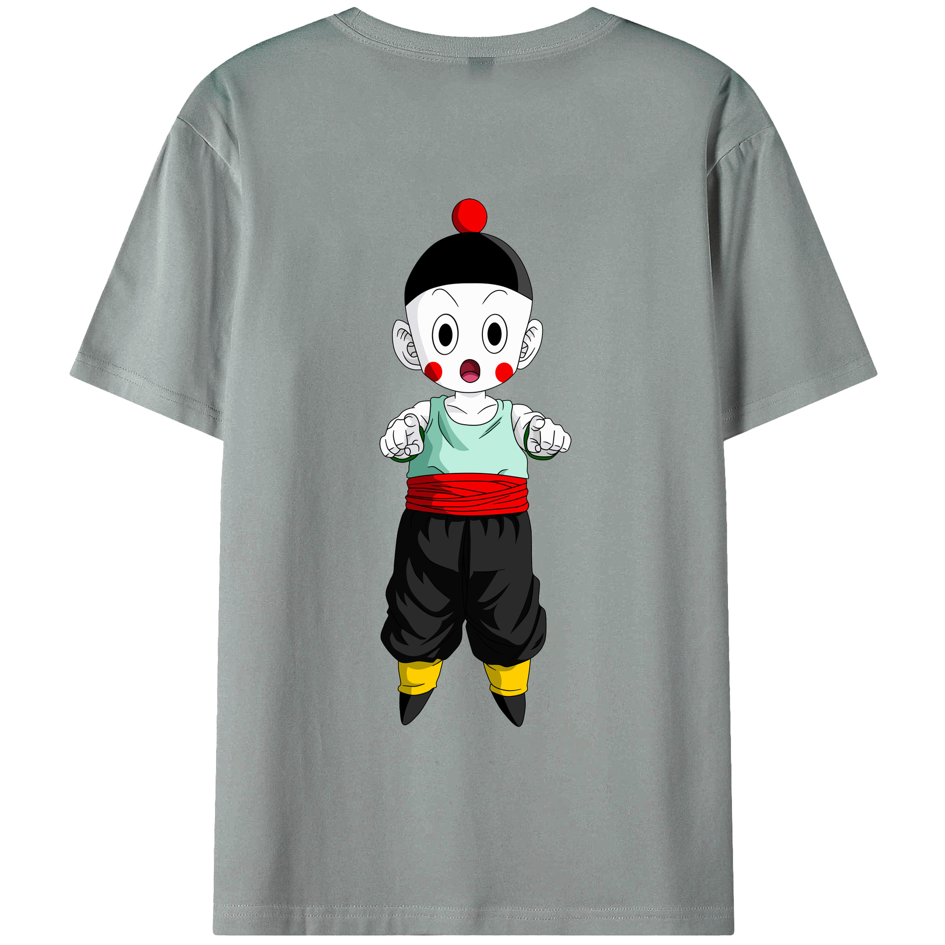 （画像用） ドラゴンボール 餃子（チャオズ）DRAGON BALL Chaoz 綿100％ メンズ半袖Tシャツ（バックプリント） 通気性
